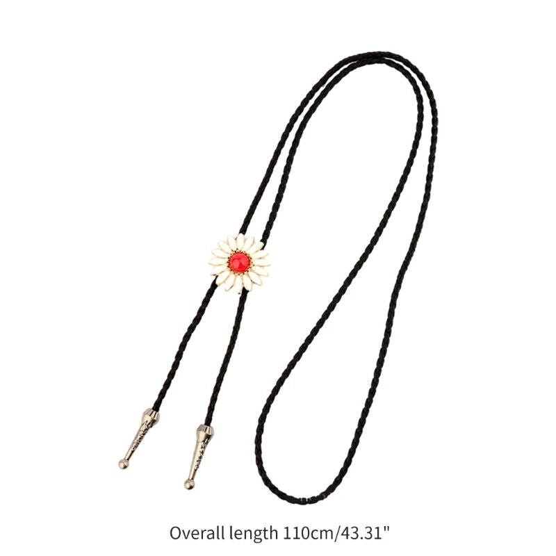 Men Bolo Tie Alloy Polyester Cowboy Flower Gemstones Shirts Sweaters Accessories