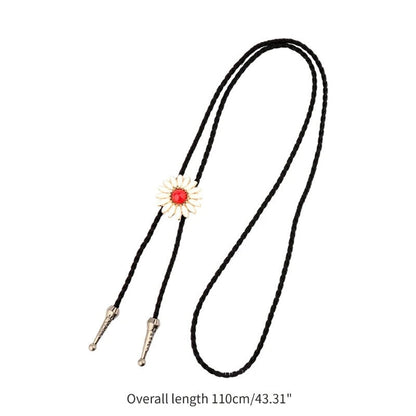 Men Bolo Tie Alloy Polyester Cowboy Flower Gemstones Shirts Sweaters Accessories
