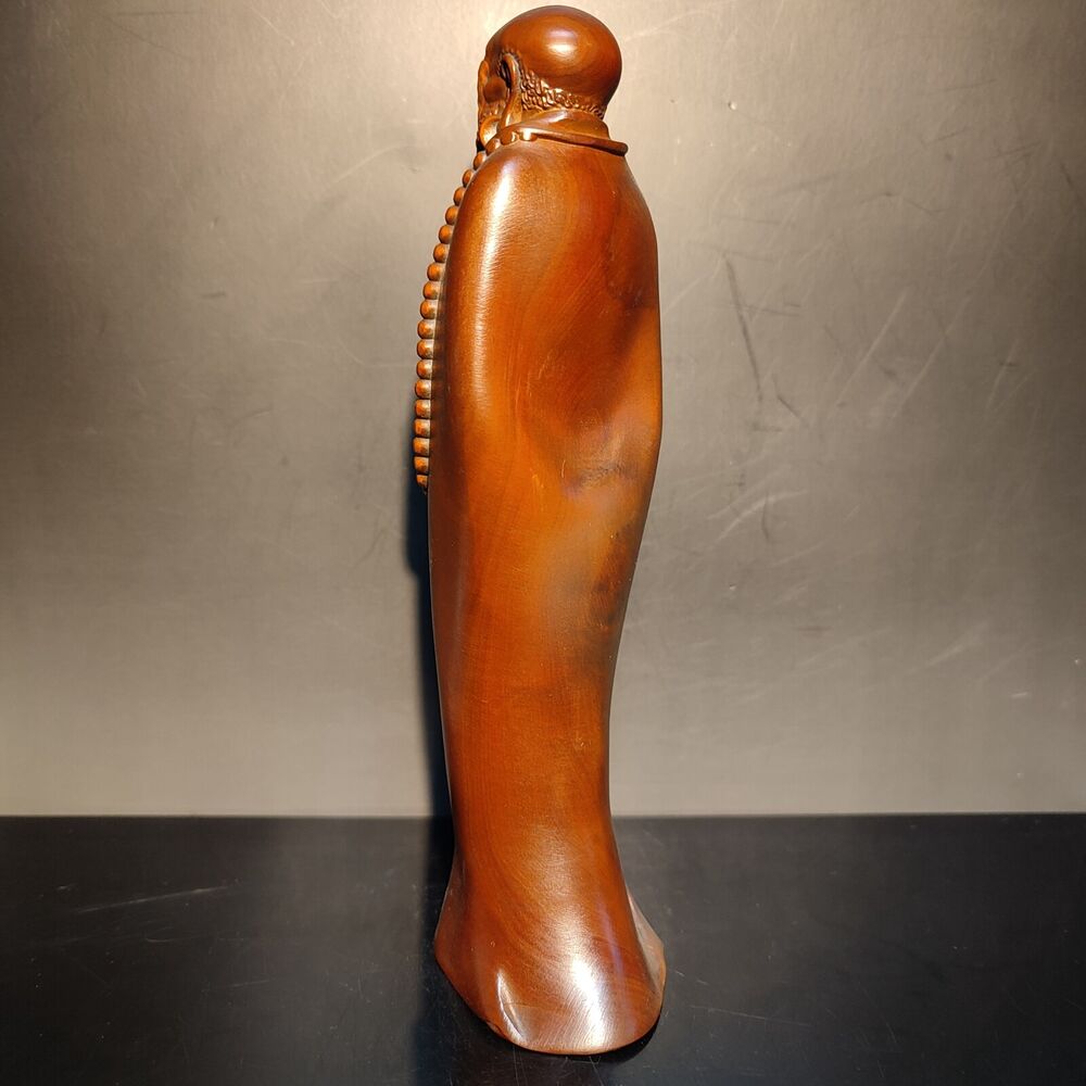 7" Boxwood carving wooden buddha monk statue home decor figurines meditation art