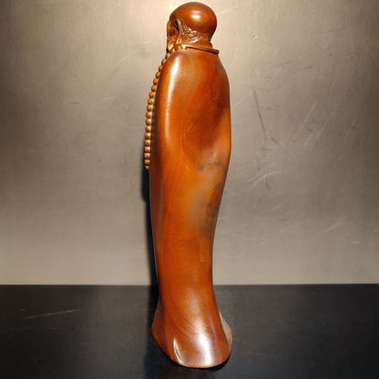 7" Boxwood carving wooden buddha monk statue home decor figurines meditation art