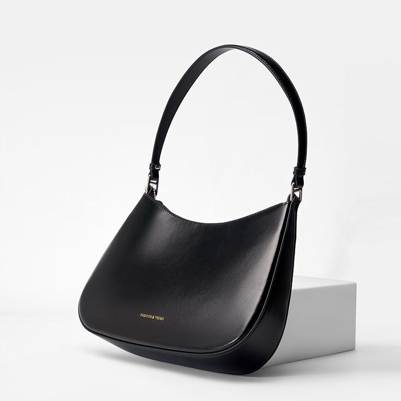 Underarm Bags Black Genuine Leather Tote Hobo Bags Handbags 28*6*18 CM Polyester