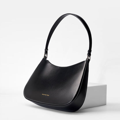 Underarm Bags Black Genuine Leather Tote Hobo Bags Handbags 28*6*18 CM Polyester
