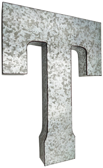 Huge 20" Metal Letter Hanging Wall Décor, Galvanized Metal with Rusted Edges