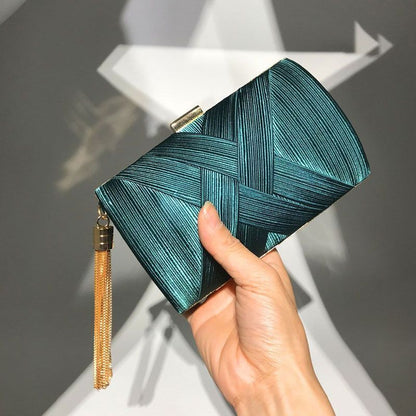 Wallet Stylish Multi-Color Bag Evening Golden Tassel Wedding Clutch Silk Handbag