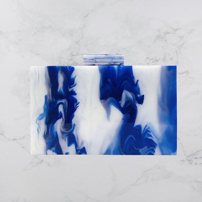 Marble Pearl Evening Handbag Clutch Purses Blue Green Acrylic Bags 18*11*4.5 CM