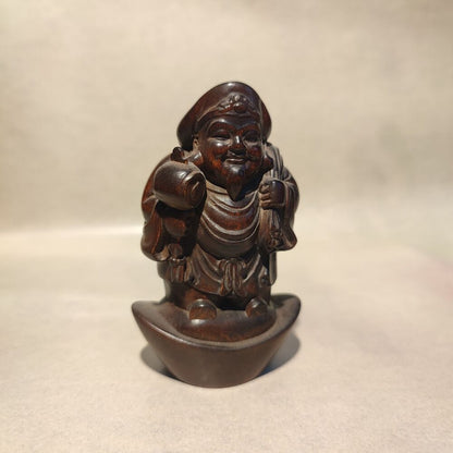 chinese figurine antique wood carving buddha statues tibet Mammon wooden boxwood