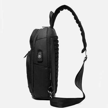 Men's Sling Backpack Oxford cloth Waterproof Crossbody Bag Outdoor Sport Bag USB