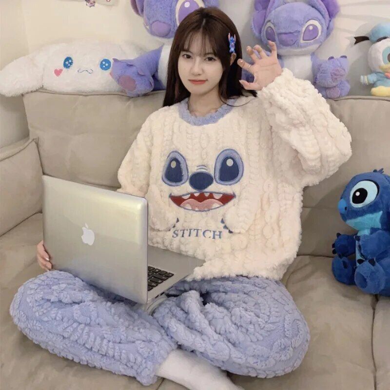Sanrio Kuromi Cinnamoroll My Melody Anime Coral Velvet Pajamas Home Clothing Set