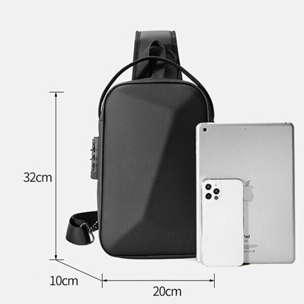 Men's Sling Backpack EVA Waterproof Crossbody Bag USB Outdoor Casual Daypack