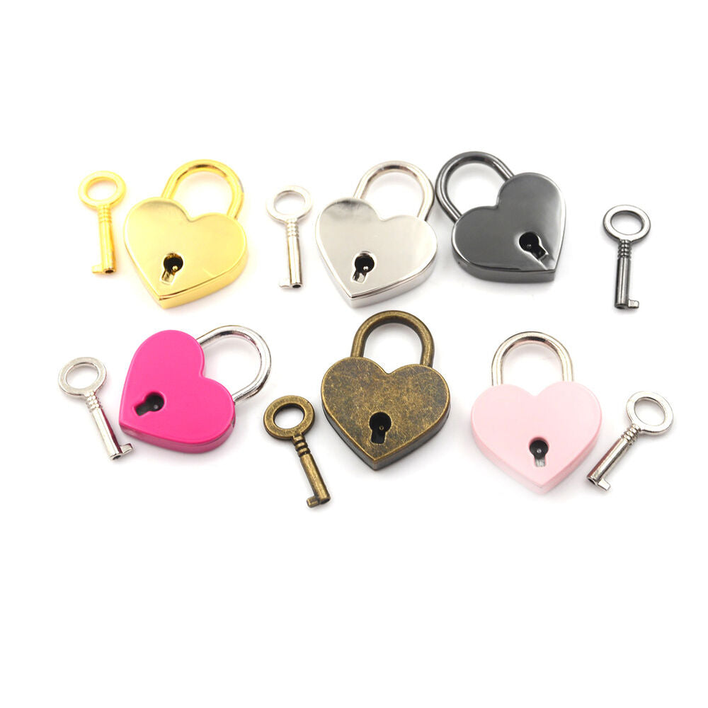 Mini Padlock Love Heart Shape Padlock Tiny Luggage Bag Case Lock With Key-ca