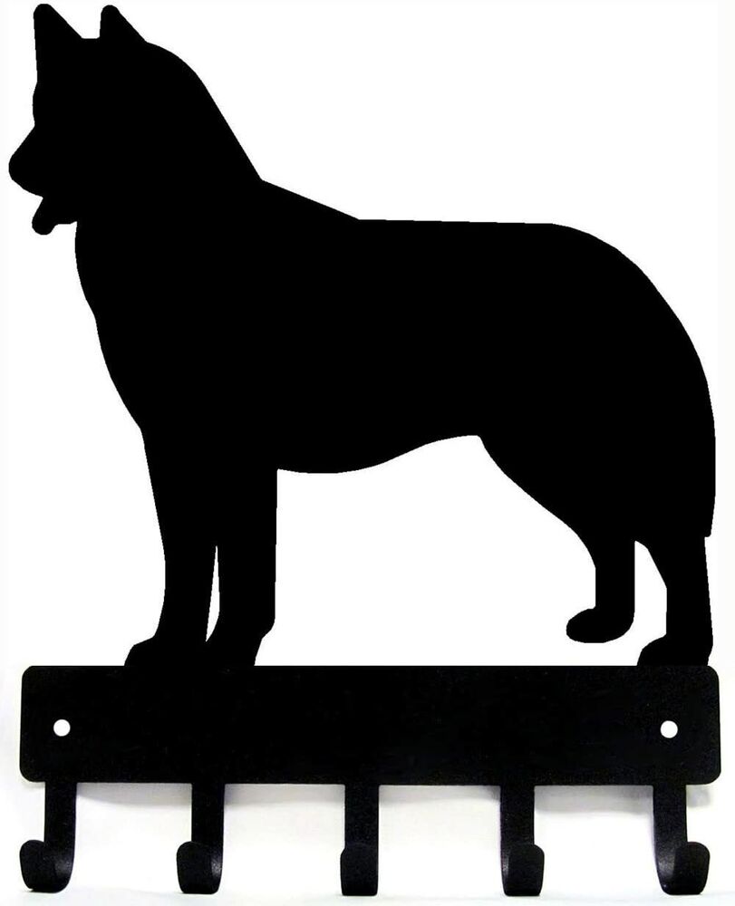 Husky Dog - Key Hooks & Keychain Holder - 6 inch Wide/9 inch Wide Metal Wall Art