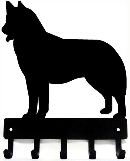 Husky Dog - Key Hooks & Keychain Holder - 6 inch Wide/9 inch Wide Metal Wall Art