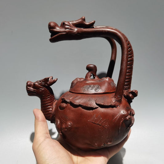 Chinese Yixing Zisha Clay Handmade Exquisite Chinese Zodiac dragon statue Teapot