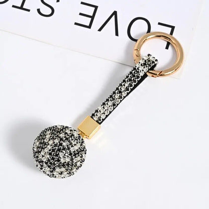 Rhinestone Ball Leather Strap Key Chain Pendant Charm Crystal Purse Bag Car Ring