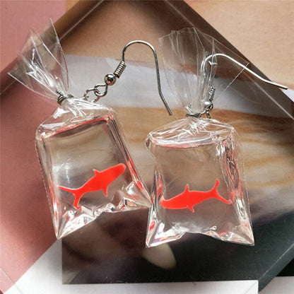 Handmade cute fish earrings water bag Dangle Hook pendant earrings g-ca