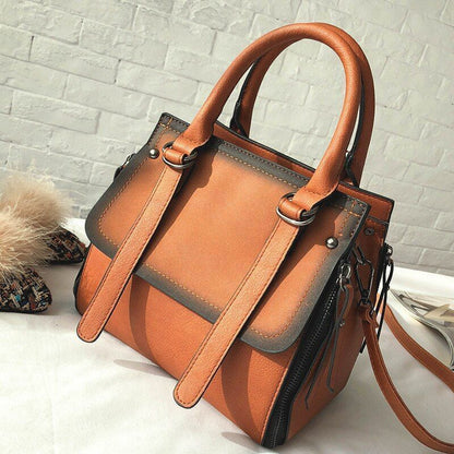 Large Single Shoulder Leather Handbag Double Belt Buckle Crossbody Bag Polyester
