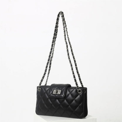 Small Mini Quilted Lambskin Leather Purse Clutch Wallet with Chains Shoulder Bag
