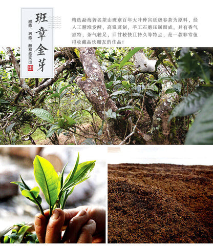 2PCS Palace Puerh Tea Ripe Tea 共2片云南班章金芽宫廷普洱茶熟茶 2011年原料压制 714g