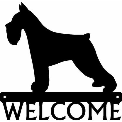 Welcome Sign Metal Wall Stickers Shape Decoration Artwork- Miniature Schnauzer