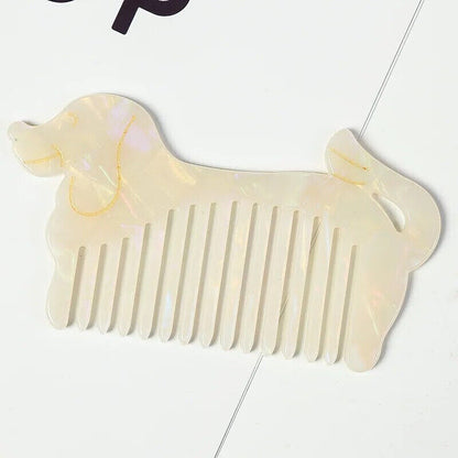 Women Hair Comb 12cm Acetic Acid Sheet Hollow Out Puppy Wide Tooth Girl Hairwear