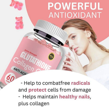 Glutathione Collagen Glow Anti-aging skin Whitening Gummies 60pcs