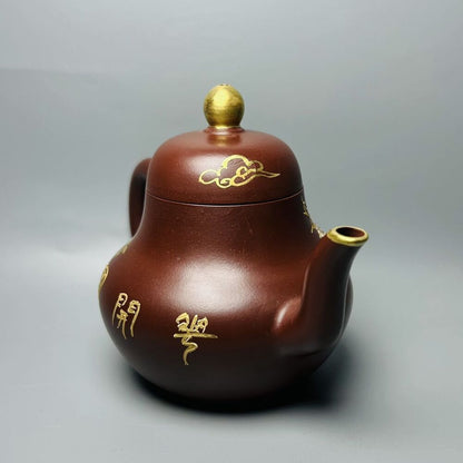 Vintage Chinese Yixing Purple Clay Teapot Zisha Ceremony Painted Fine Tea Set