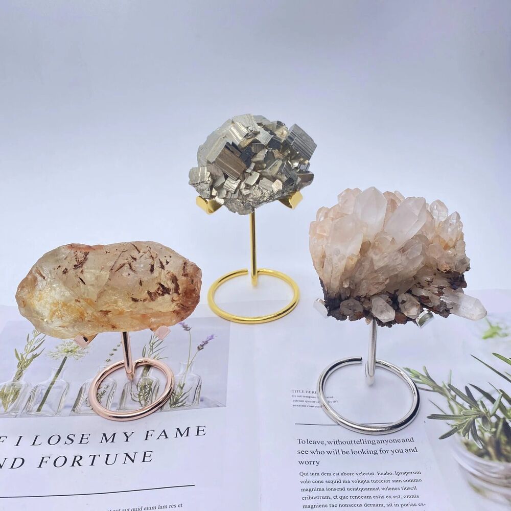 Crystal Stone Holders Metal Base Fossil Specimens Cluster Stands Display Storage