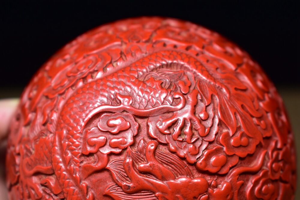 chinese lacquerware box Japan lacquerwork lacquer jewelry carved dragon statue