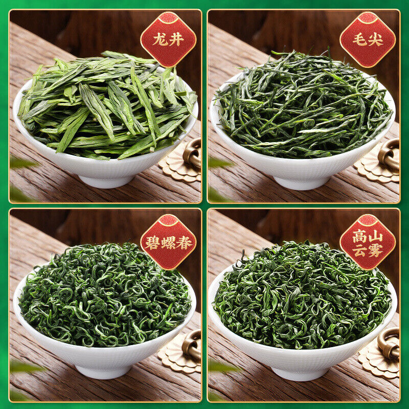 500g Four Premium Green Teas Longjing Maojian tea, Biluochun high mountain tea