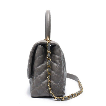 20/26/28 Quilted Real Leather Flap Purse Tote Shoulder Bag Handbag w/ Chains