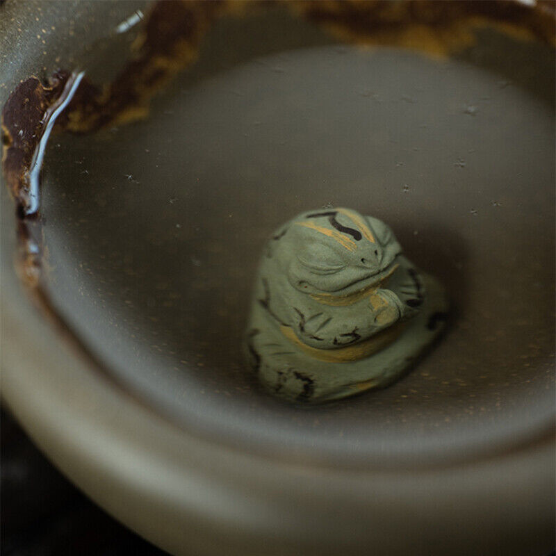 full handmade tea cup real yixing zisha qing duan clay master cup frog statue