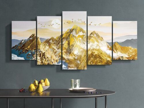 Mountain Natural Landscape 5 Pieces Canvas Wall Painting Poster Home Decor