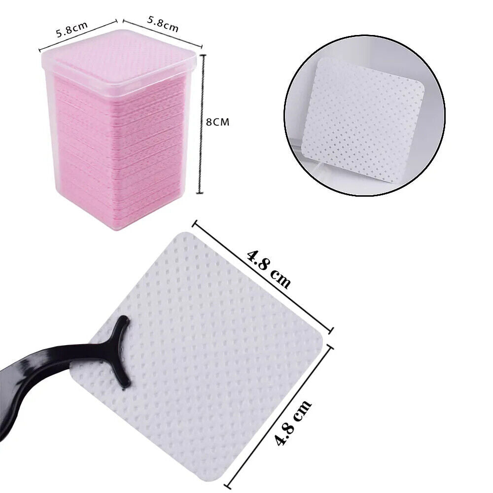 Eyelash Glue Remover Wipe 200Pcs Paper Cotton Lash Extension Cleaner Pad 48x48mm