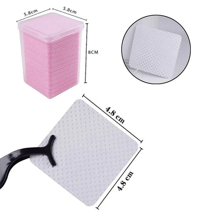 Eyelash Glue Remover Wipe 200Pcs Paper Cotton Lash Extension Cleaner Pad 48x48mm