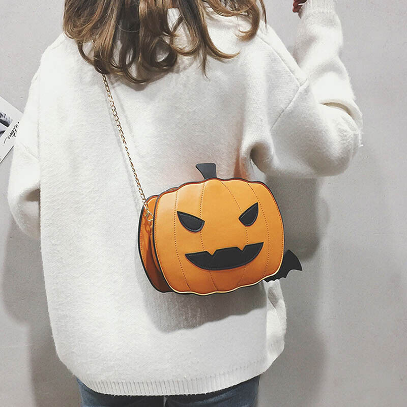 Women Pumpkin Handbag Halloween Candy Bag Little Devil Shoulder Messenger Bag