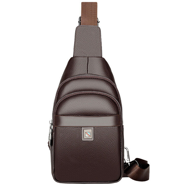 100% Genuine Leather Crossbody Bag Chest Bag Hiking Sling Backpack Shoulder Bag