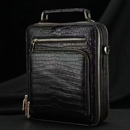 Handcrafted Crocodile Skin Leather 12" Men's Luxury Shoulder/Messenger Handbags