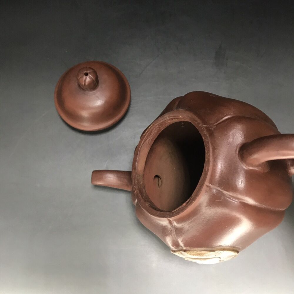 vintage chinese yixing purple clay teapot zisha ceremony carving Collectible art