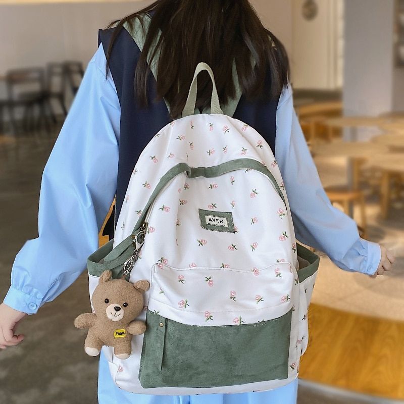 Nylon Bag Laptop Cute Flannel Backpack Traveling Light Student Bags 30*14*44 CM