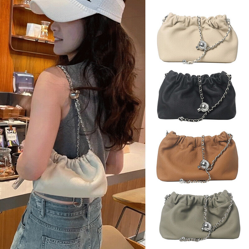Small Mini Real Leather Clutch Purse Shoulder Bag Crossbody Adjustable Chain