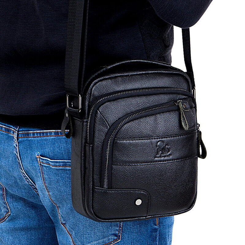 100% Genuine Leather Men's Sling Shoulder Bag Vintage Crossbody Bag Handbag