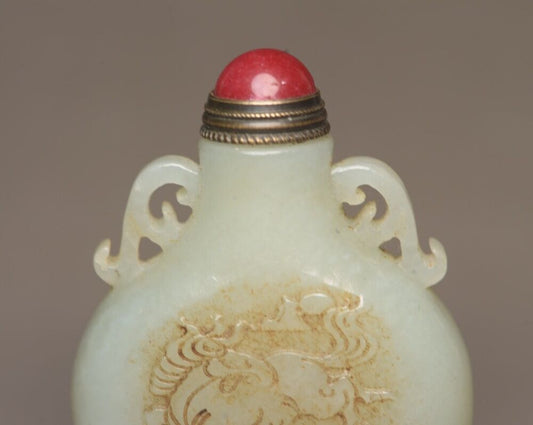 Antique Chinese Hetian Jade Carving Horse Snuff Bottle Statue Animal Figurines