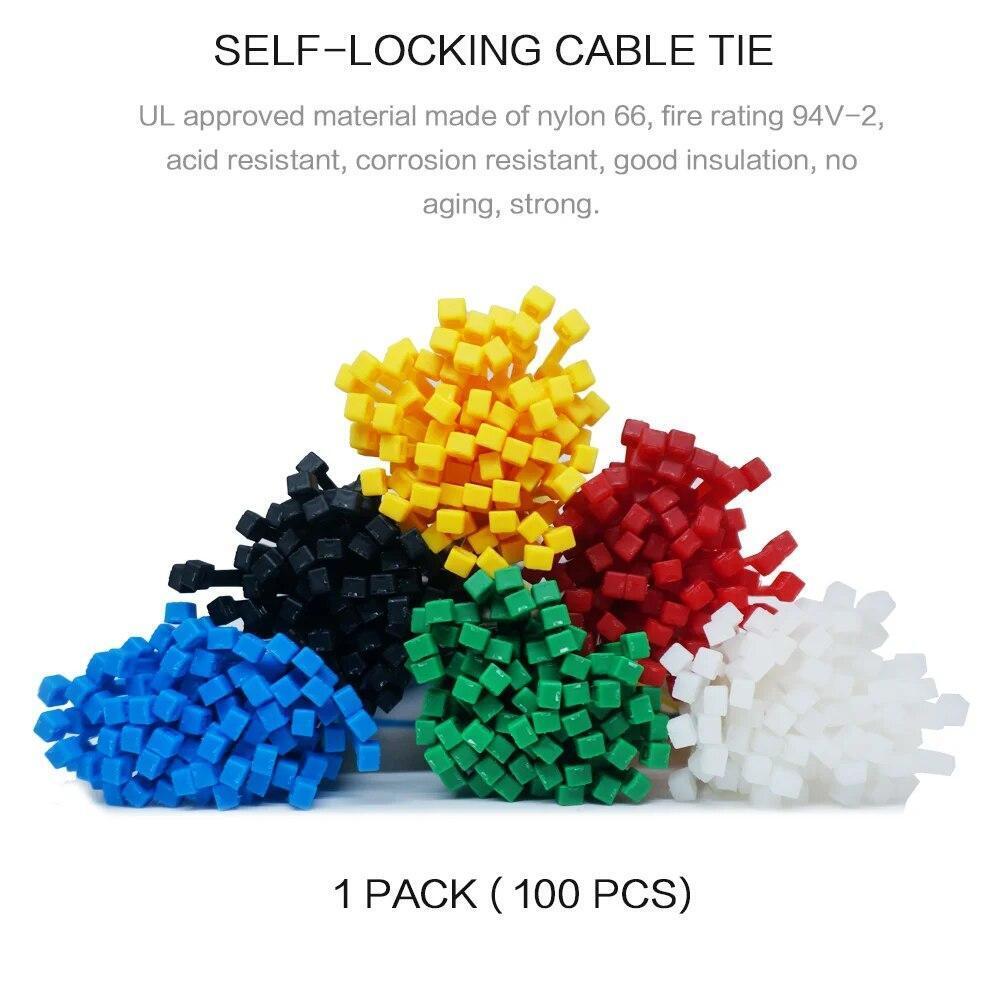 100 Pcs 2.5mm*150mmSelf Locking Nylon Cable Ties Plastic Zip Tie Binding Wrap