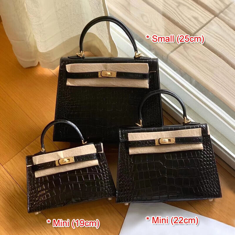 19/22/25cm Croc Effect Real Leather Flap Shoulder bag Tote Clutch Purse Fashion