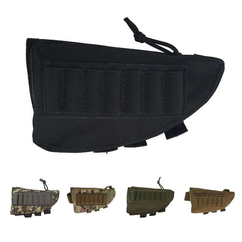 Tactical Hunting Rifle Buttstock Bag Magazine Pouch Rest Shell Mag Ammo Pouch
