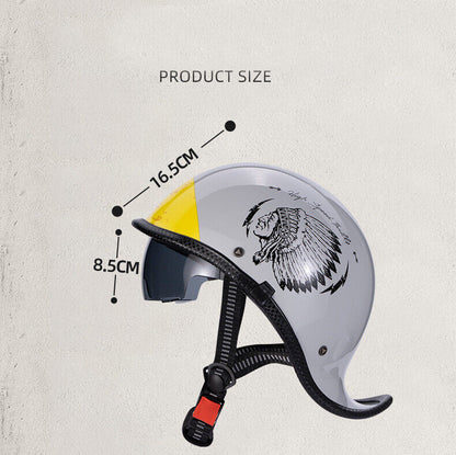 Unisex Motorcycle Helmet Vintage Half Helmet Men Women Scoop Helmet Xmas Gift