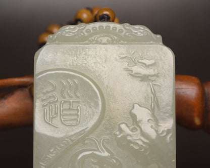 China Natural Hetian Jade Carved Kwan Yin Statue Nice White Jade Pendant Jewelry
