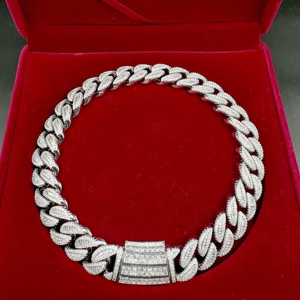20MM 5AAA+ Real Gold Plated CZ Ice Out Hop Hip Cuban Link Chain Necklace 16-28''