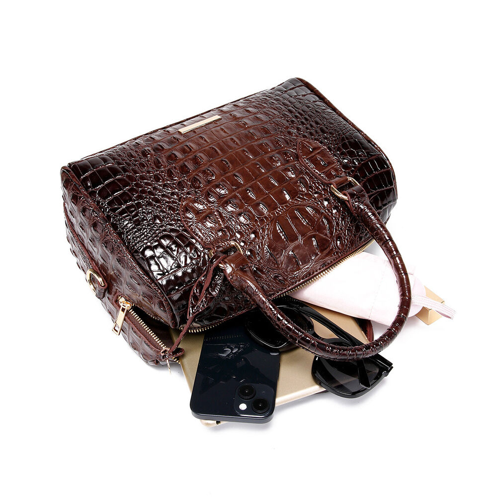 Women Patent Leather Crocodile Handbag Sling Satchel Tote Shoulder Bag Party Bag
