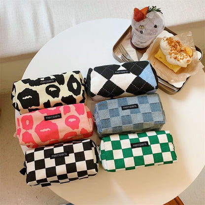 Plaid Traveling Makeup Cosmetic Storage Bag Handbags Wallet Organizer Cute Pouch